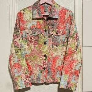 Analogy Multicolor Paisley Jean Jacket